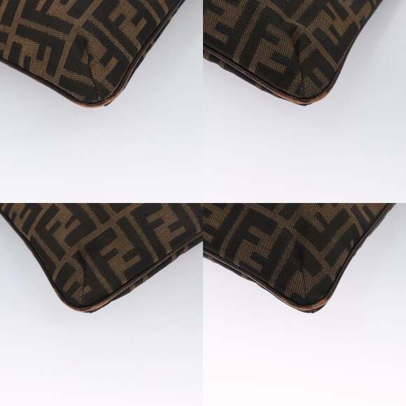 FENDI Zucca Canvas Shoulder Bag Brown Black Gold - Picture 10 of 12
